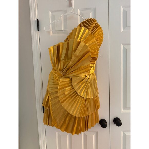 ACLER ABBOTSFORD GOLD MINI DRESS - Size 8 - Picture 5 of 11